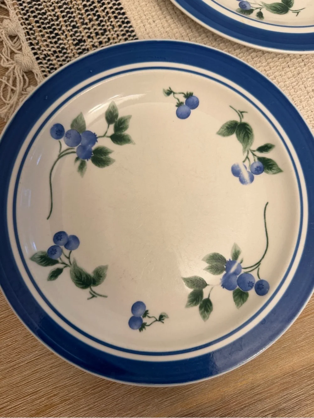 LL Bean Blueberry Salad Plates Set of 4 Stoneware 8.5” Inch